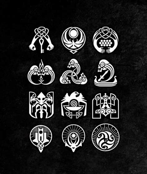 Skyrim symbols of factions and guilds design | Skyrim tattoo, Elder scrolls tattoo, Skyrim symbol