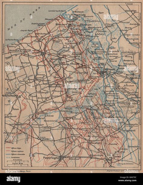 WORLD WAR 1. Battle of the Yser. Belgian German trenches. Diksmuide, 1920 map Stock Photo - Alamy