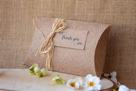 Rustic Wedding Favor Boxes, Craft Pillow Boxes, Party Large Pillow Boxes