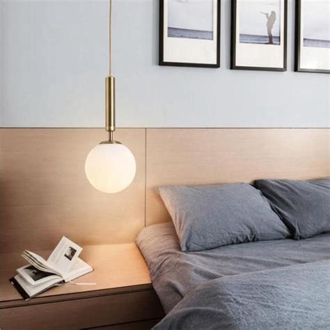 Nordic Brass Aluminum Modern Pendant Light Loft Hanging Lamps Bedside Hanging Lamp … | Glass ...