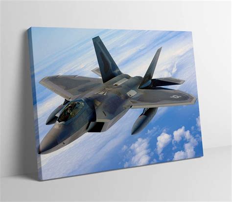 US Air Force F-22 Airplane Lockheed Martin Raptor Fighter Jet Canvas Wall Art - Gift For ...