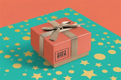 Free Gift Box with Ribbon Mockup (PSD)