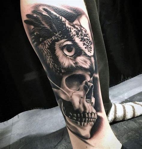 50 Owl Skull Tattoo Designs For Men - Cool Ink Ideas