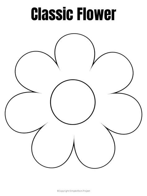 Free Printable Flower Template - Simple Mom Project Printable Flower Coloring Pages, Cool ...