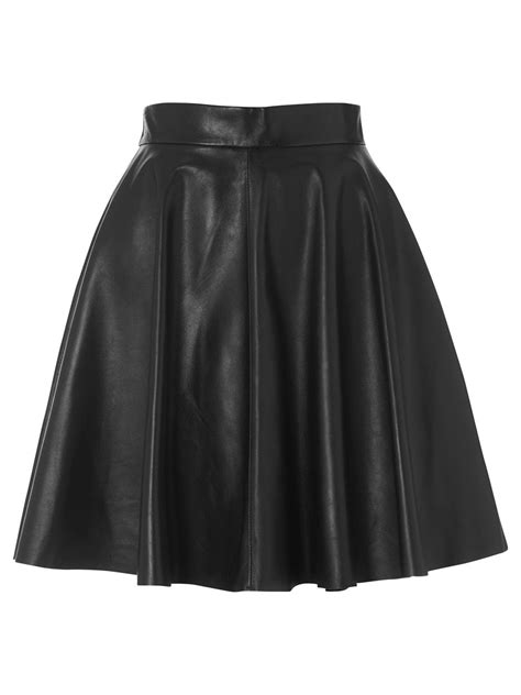 Kahawa Black Leather Flare Skirt