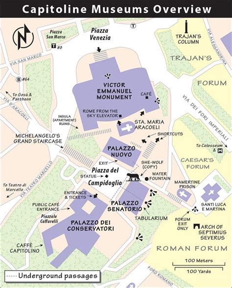 Museos capitolinos mapa - Mapa de los museos capitolinos (Lazio - Italia)