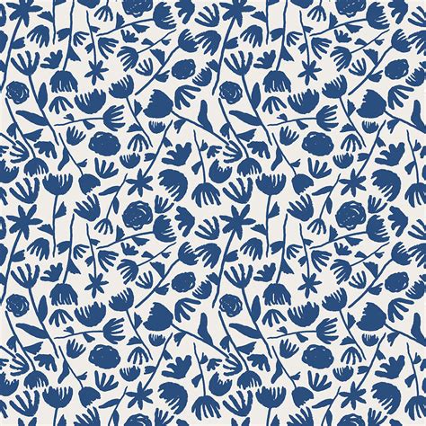 Dark Blue Floral Pattern Digital Art by Lauren Ullrich - Pixels