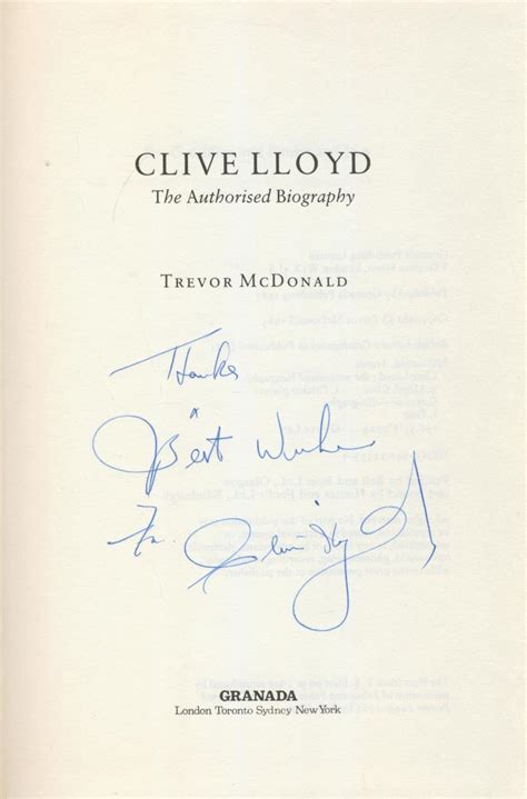 CLIVE LLOYD: THE AUTHORISED BIOGRAPHY by Trevor McDONALD: (1985) Signed ...