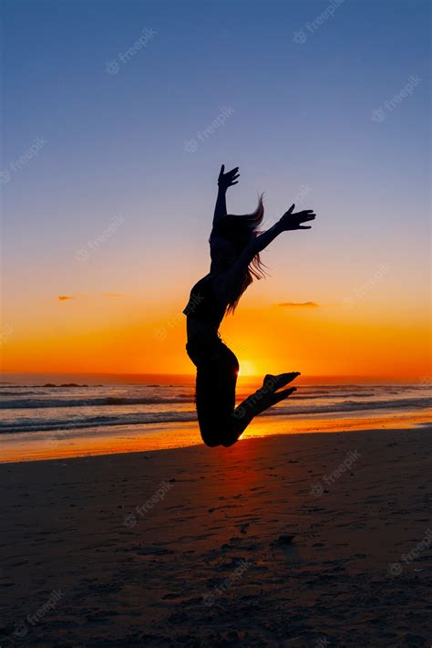 Premium Photo | Full shot silhouette jumping at sunset