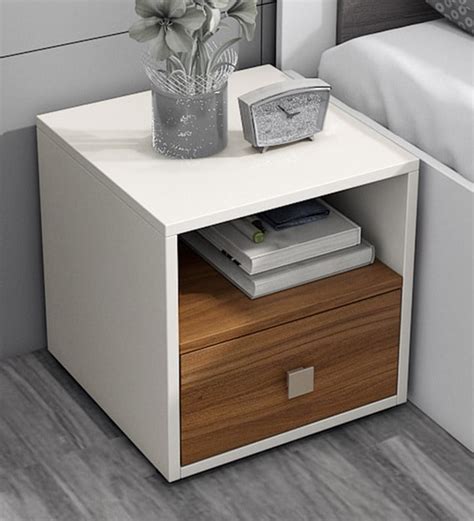 Buy Dimora Bed Side Table in Frosty White Colour by A Globia Creations ...