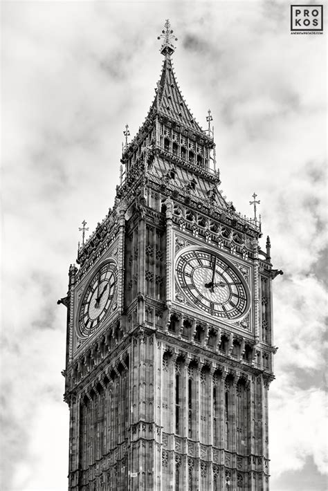 View of Big Ben, London - Black & White Photograph by Andrew Prokos