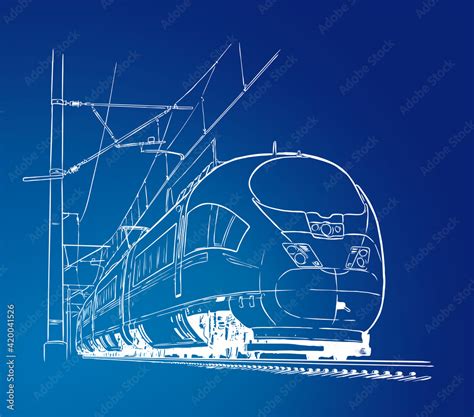 High-speed train. Hand drawn sketch vector illustration Stock Vector ...