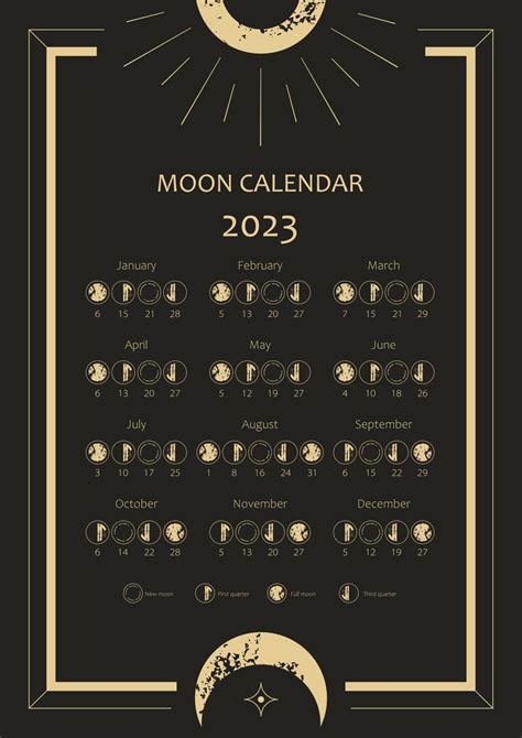 2023 Moon calendar. Astrological calendar design. Moon phase cycle. Modern boho moon calendar ...