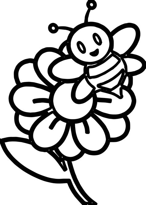 Bee On Flower Drawing at GetDrawings | Free download