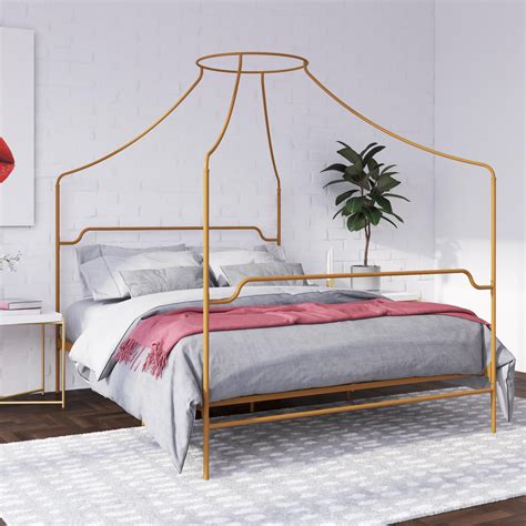 Novogratz Camilla Metal Canopy Bed, Queen Size Frame, Gold - Walmart.com