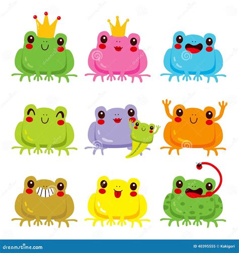 Colorful Frogs Collection stock vector. Illustration of family - 40395555