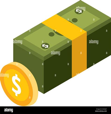 money bundle dollars banknote and coin isometric Stock Vector Image & Art - Alamy