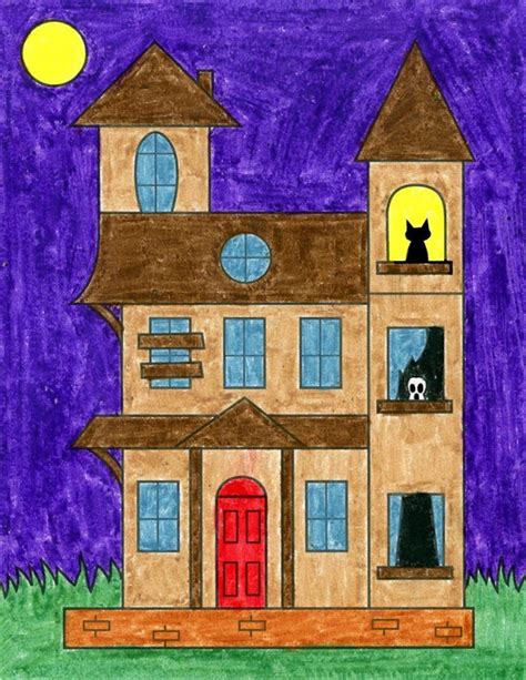 How to Draw a Haunted House · Art Projects for Kids | Kids art projects, Halloween art projects ...