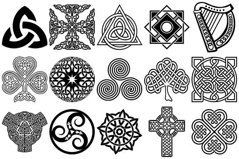 Celtic Symbols, Knots & Crosses AI EPS PNG, Irish Clip Art (242073) | Illustrations | Design Bundles