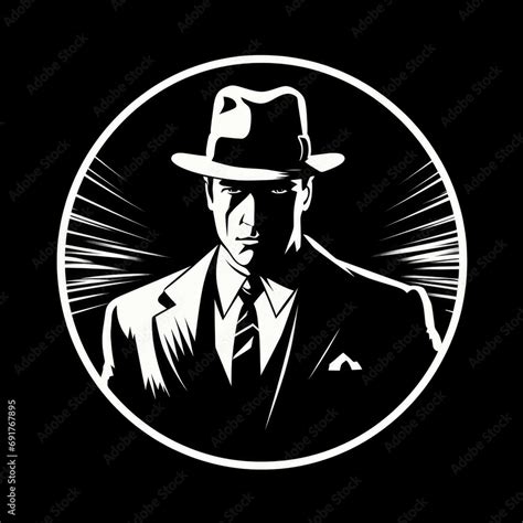 Mafia logo, mysterious man, black and white illustration, AI generated ...