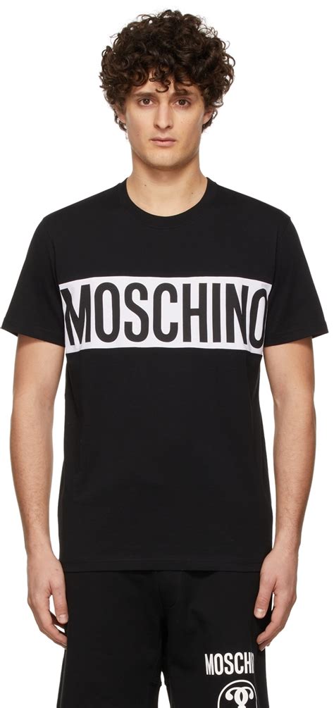 Moschino: Black Logo Panel T-Shirt | SSENSE