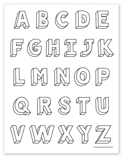 the alphabet is drawn in black and white, with lines that are not parallel to each other