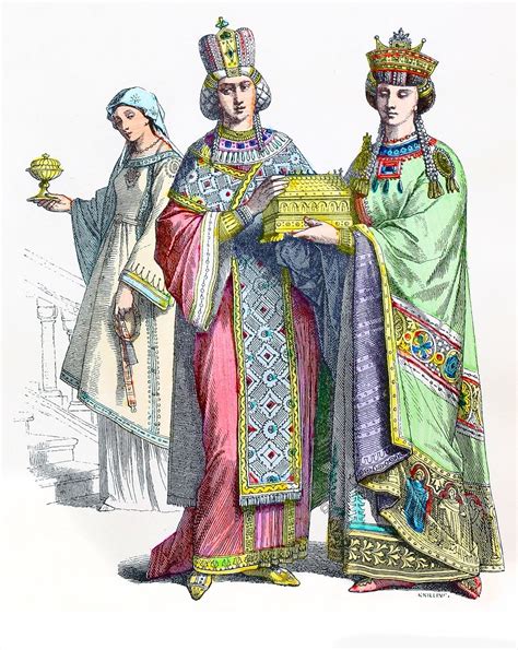 Byzantine fashion history. Costumes and modes from 5th to 6th century.