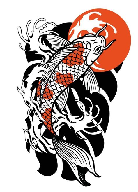 vintage tattoo design of koi fish 23173239 Vector Art at Vecteezy