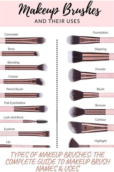 TYPES OF MAKEUP BRUSHES: THE COMPLETE GUIDE TO MAKEUP BRUSH NAMES & USES - Pukrol Satwa