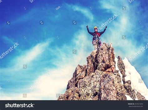 Climber Reaches Summit Mountain Peak Climbing Stock Photo 457631875 - Shutterstock