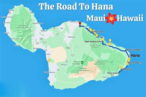 Map Of Road To Hana Maui Hawaii Island - Kathe Maurine