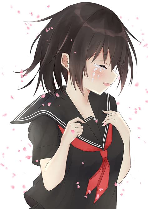 Girl, smile, tears, sad, anime, HD phone wallpaper | Peakpx