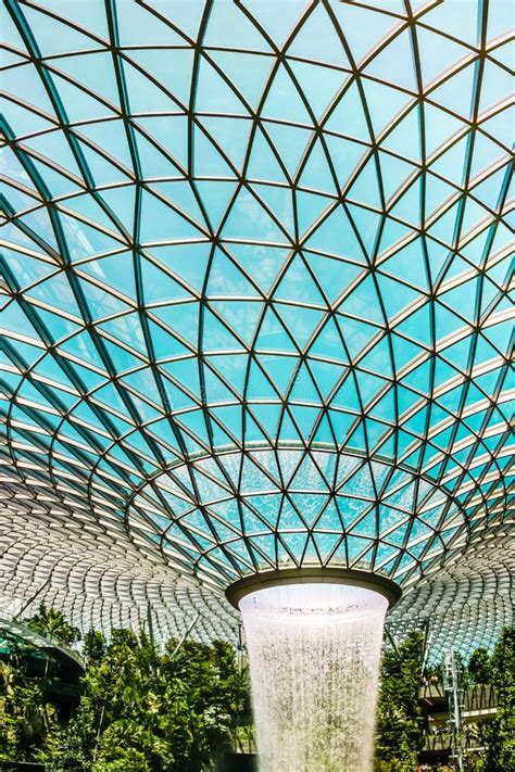 Jewel Changi Airport Singapore - Rain Vortex Close Up Editorial Photo - Image of architecture ...