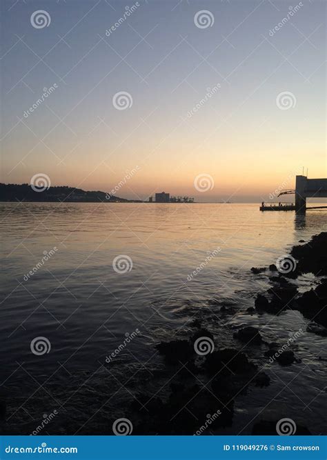 Belem Tower Sunset stock photo. Image of lisbon, orange - 119049276