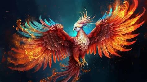 Premium AI Image | Mythical phoenix with open wings illustration with bright colors