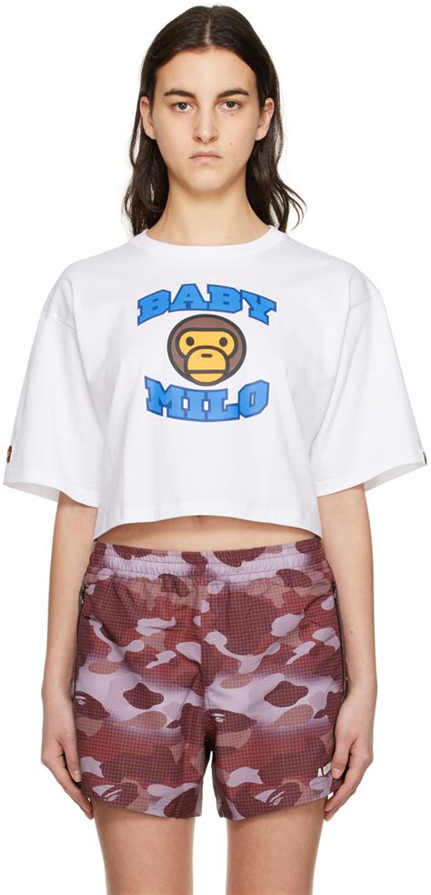 BAPE: White 'Baby Milo' T-Shirt | SSENSE