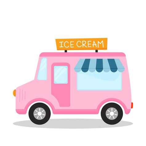 Pink ice cream truck isolated on white background 5505272 Vector Art at Vecteezy