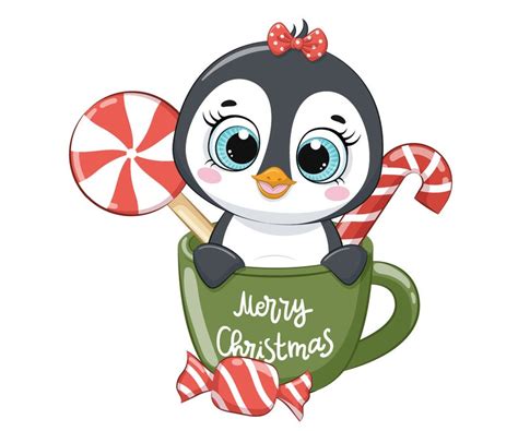 Christmas Clipart Cute Penguin Clip Art PNG EPS JPEG | Etsy