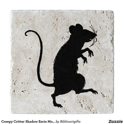 Creepy Critter Shadow Eerie Mouse Rat Silhouette Trivet | Zazzle ...