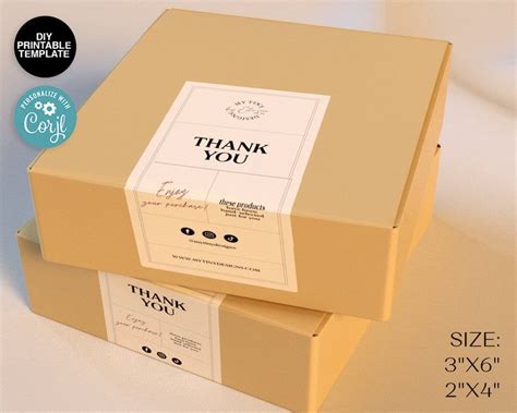 Packaging Label Box Custom / Editable Box Seal Sticker / DIY Packaging ...