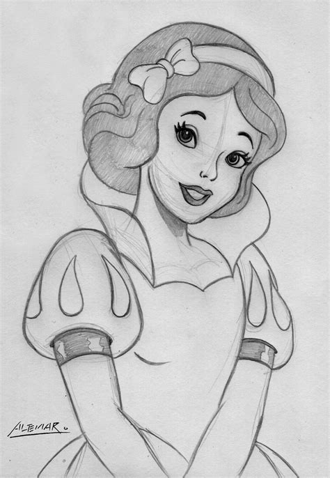 Snow White Sketch at PaintingValley.com | Explore collection of Snow ...