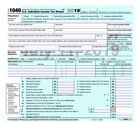 2019 IRS Tax Forms 1040 Printable | 2021 Tax Forms 1040 Printable