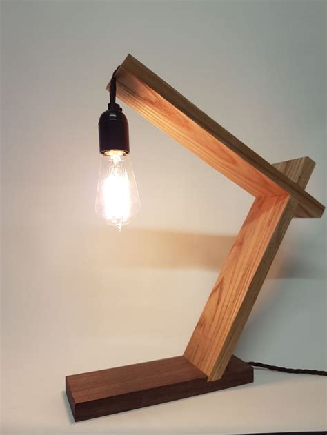 hand made wooden lamp table lamp … | Wood lamp design, Wooden desk lamp ...