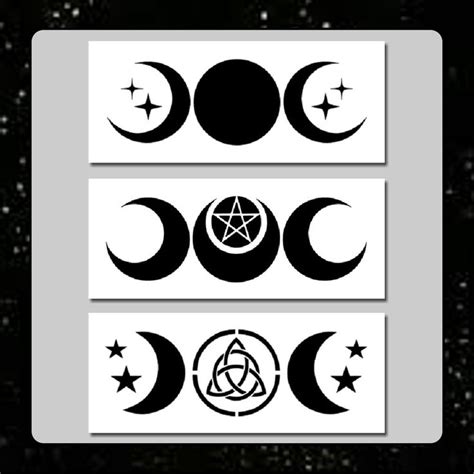 Set 3 Triple Moon STENCILS 3 X 7 each Wiccan/Pagan/Stars/Goddess ...