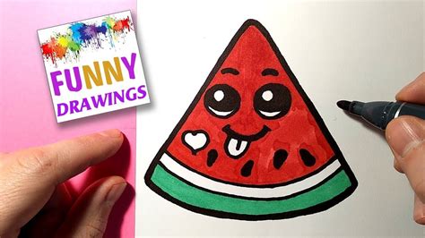 HOW TO DRAW A CUTE WATERMELON - Cute and Easy Drawing Tutorials - YouTube