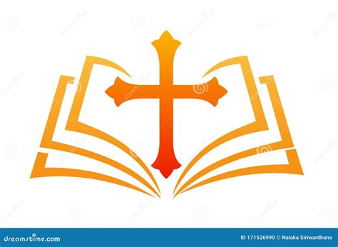 Bible Logo With Cross Design Symbol Inspiration Cartoon Vector ...