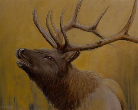 ORIGINAL ELK PAINTING on Canvas Modern Wildlife Painting