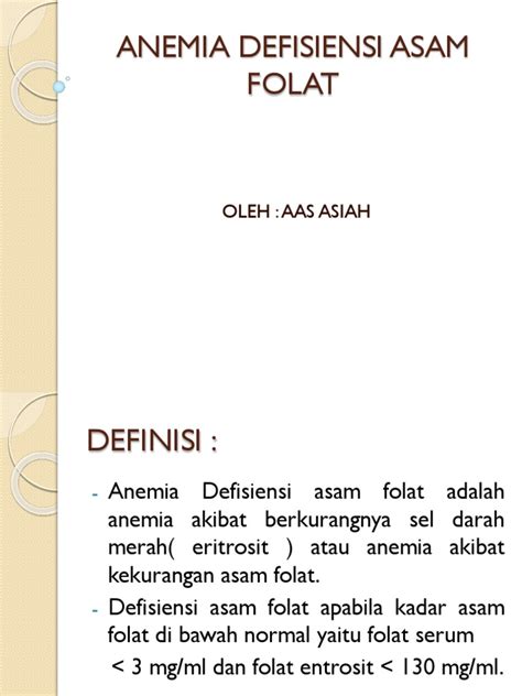 Anemia Defisiensi Asam Folat | PDF