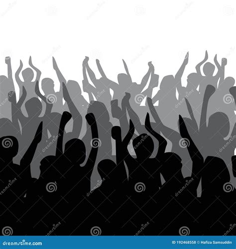 A Silhouette of Crowd Cheering. Vector Illustration Decorative Design Stock Vector ...