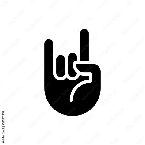 Horn gesture black glyph icon. Punk subculture sign. Satanic cult. Emotion expression. Body ...